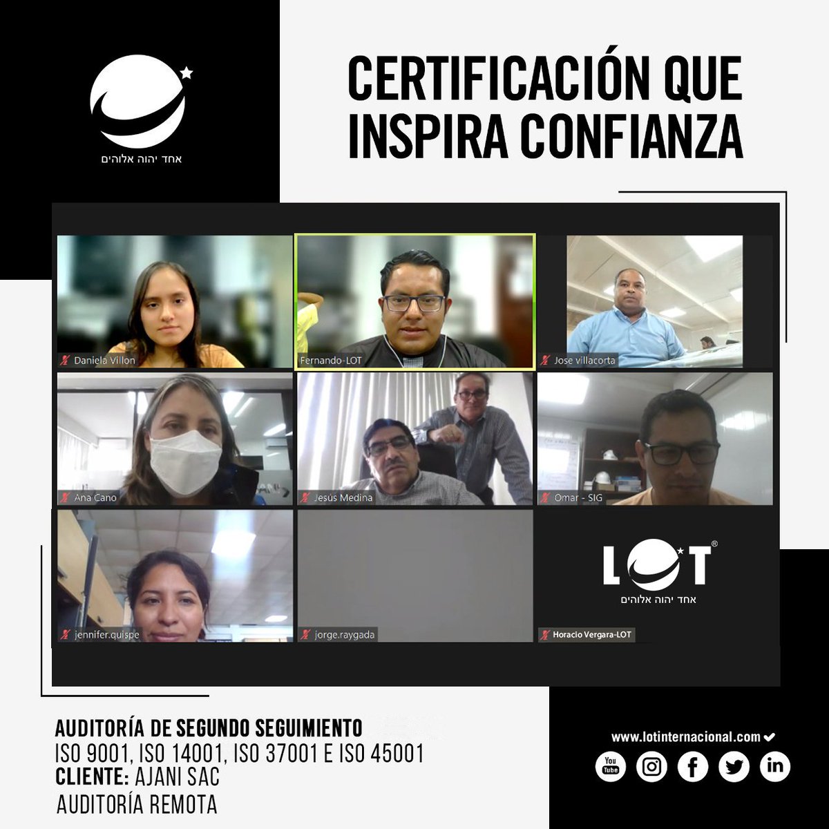 Lot_Intl's tweet photo. #AUDITORIA 👨🏻‍💻
Auditoría de 2 seguimiento en las normas 𝐈𝐒𝐎 𝟗𝟎𝟎𝟏, 𝐈𝐒𝐎 𝟏𝟒𝟎𝟎𝟏, 𝐈𝐒𝐎 𝟑𝟕𝟎𝟎𝟏, 𝐈𝐒𝐎 𝟒𝟓𝟎𝟎𝟏
Cliente: 𝐀𝐉𝐀𝐍𝐈 𝐒𝐀𝐂.
Modalidad: 𝐕𝐈𝐑𝐓𝐔𝐀𝐋

#SIG #Auditores #chiclayoperú #certificacionessg #Chiclayo #iso https://t.co/la63bIItnR