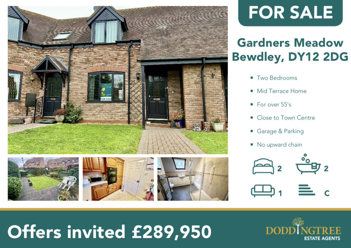 NEW ON THE MARKET! 
Two bedroom home, with own private rear garden in the delightful Gardners Meadow, for over 55’s.

Arrange a viewing today by calling or sending a WhatsApp message to 01299488870.
#bewdley #dy12 #worcestershire #wyreforest