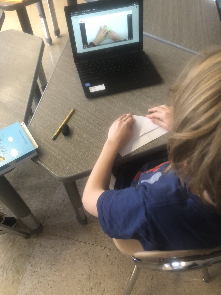 MrjVolpe's tweet photo. Reading Action time! Making small paper boats in our reading group after finishing chapter 2 in Cece Bell’s El Deafo!
#reading #ReadingGroup #ReadingActions #GraphicNovel
#Origami #HandsOnLearning @nancymthompson https://t.co/xeMoyk5VF1
