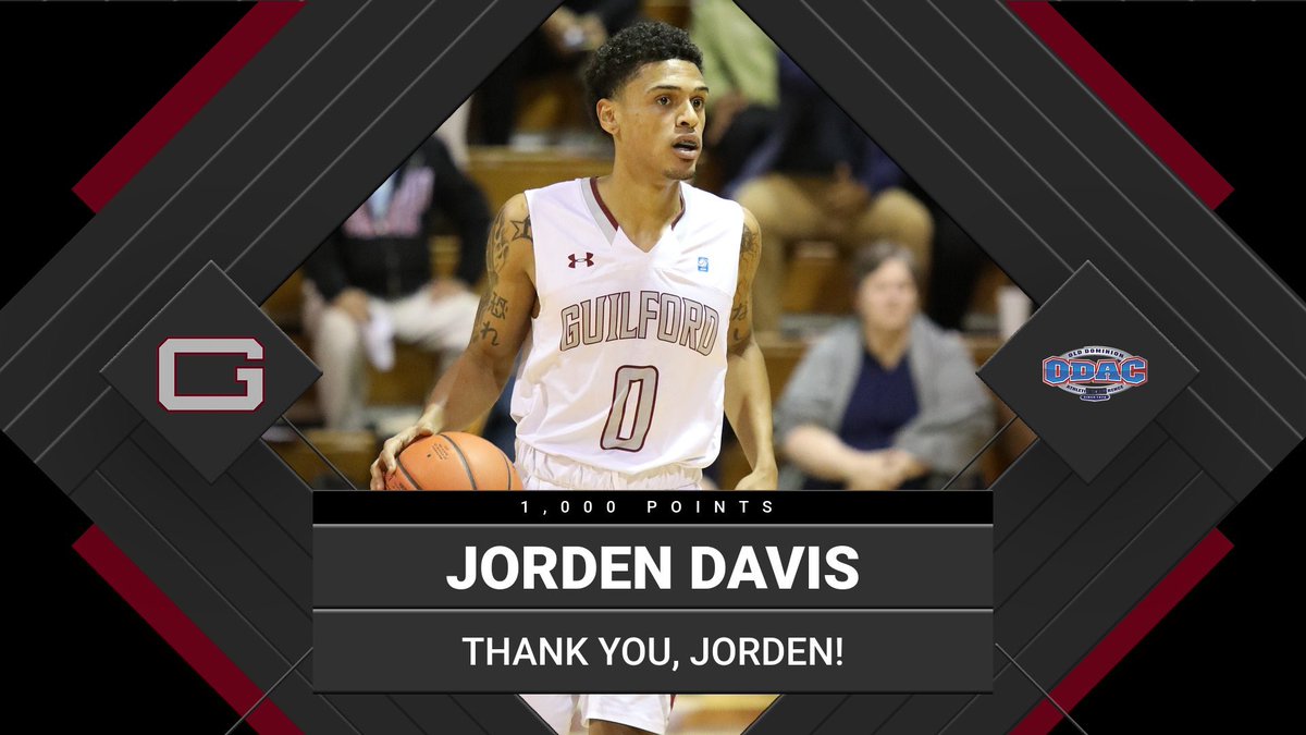 GuilfordMBB's tweet photo. 𝐓𝐇𝐀𝐍𝐊 𝐘𝐎𝐔, 𝐉𝐎𝐑𝐃𝐄𝐍 🙌

Last night against Lynchburg University, Jorden Davis surpassed 1,000 points in his collegiate career in Ragan-Brown! 

We appreciate all of your hardwork here at Guilford! 

#GuilfordFamily #agent0 #d3hoops https://t.co/D4jysq4vvz
