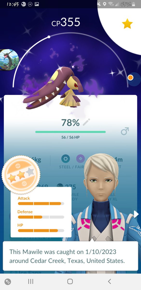 physicsmon's tweet photo. @Sn3ak3r_Fr3ak3r YVW!!  Another 925?  Lol, that is my best ever Mawile.  The one you sent to me was shiny! Thank you so very much!! Plus I wrangled the shiny shadow earlier this week. #club925 #Mawile https://t.co/4bixtYN75U