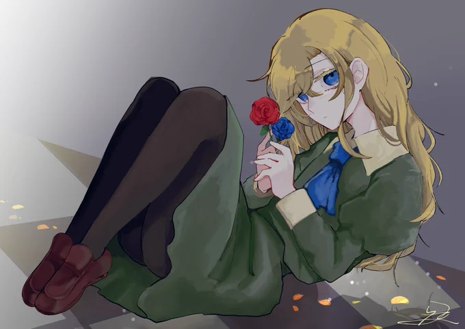 彩度低めに塗る人なので逆に綺麗かも#絵を彩度100にすると超派手 