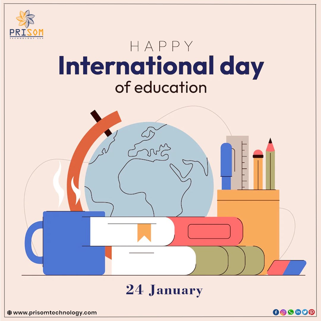 “Education can help us achieve all our dreams and accomplish everything that we have ever dreamt of. Happy World Education Day to you.”
#education #learning #school #motivation #students #study #student #science #knowledge #teacher #children #college #prisomtechnologyllp #india