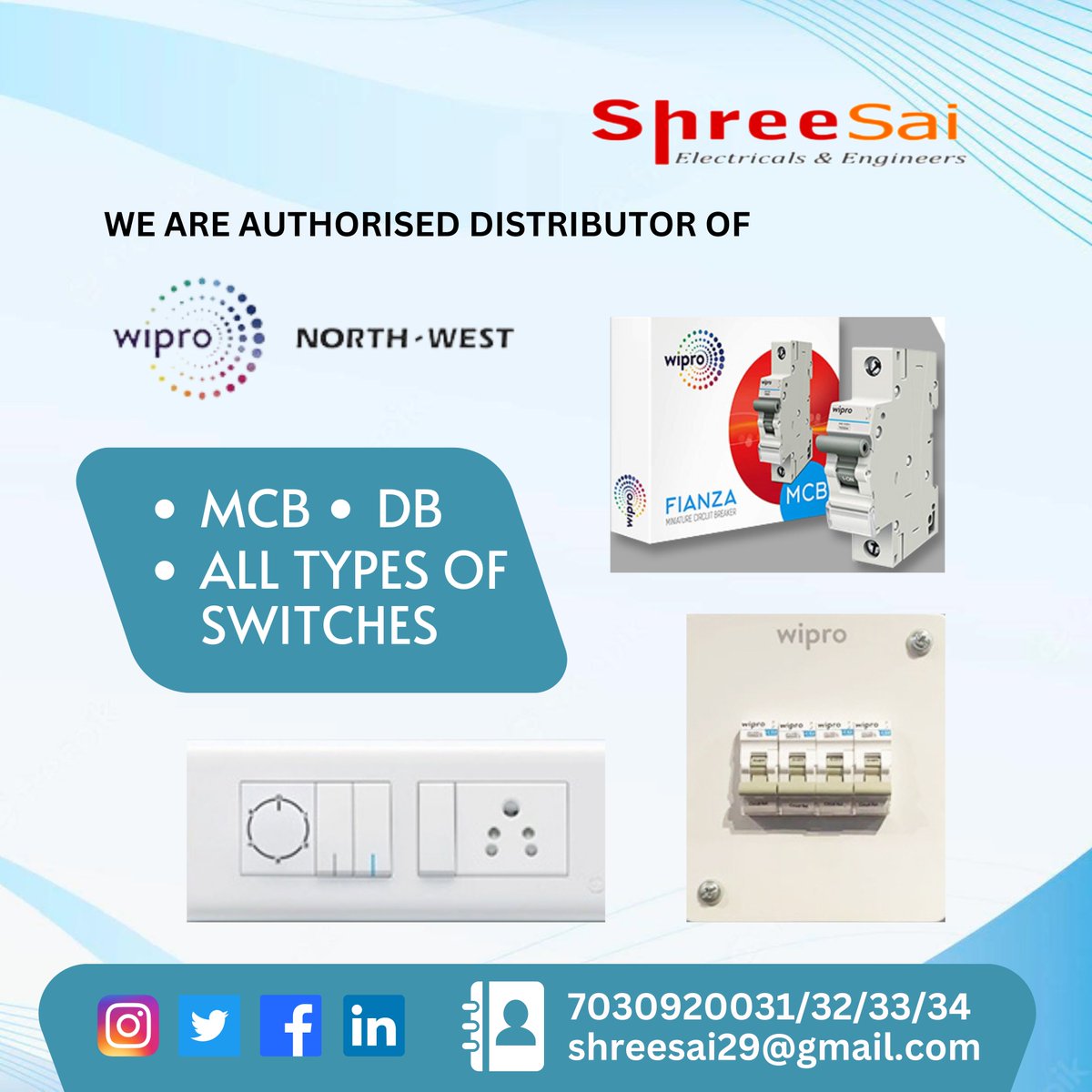 '💡👉🏻We are the Authorized Channel Partners for Wipro Lighting & Wipro Northwest Switches.

Don't hesitate to call us anytime. We will give you special discounts. 💸
Call us at 7030920033📲
📩shreesai29@gmail.com

#Sustainability #AmbitionsRealized #OneWipro #Wipro #WiproLighting