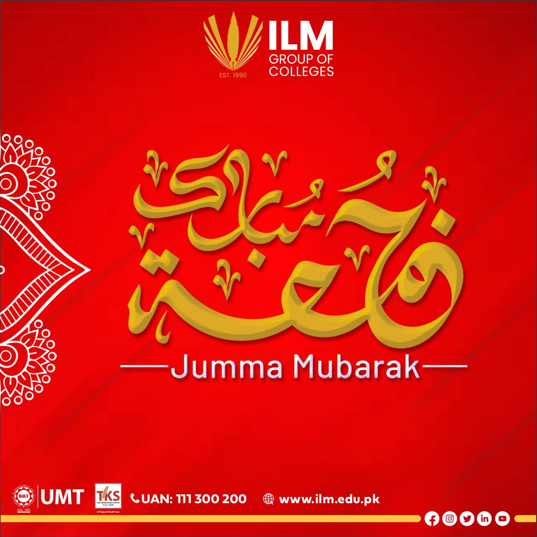 ilmnewsroom's tweet photo. Jumma Mubarak
#ilm #IlmGroupOfColleges #Fa #Fsc #Ics #Ada #ads #Bs #College #intermediate #JummaMubarak https://t.co/r5fTEC3pnS