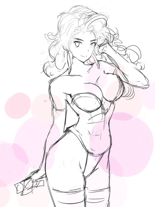 ポーズか決まらなくてラフを4～5回やり直してる 