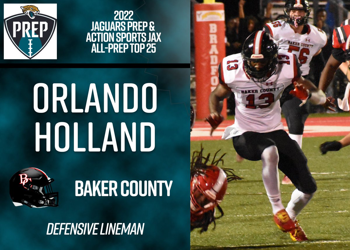 2022 <a href="/Jaguars/">Jacksonville Jaguars</a> PREP &amp; <a href="/ActionSportsJax/">BrentDanStuartMarcelAlivia</a> ALL PREP TOP 25

DL <a href="/OrlandoHolland7/">Orlando Holland</a> 
<a href="/BCWildcatsFB/">Baker County Boosters</a>  

Holland had 13.5 sacks to go along with 133 tackles and 5 TFL in 2022 helping the Wildcats reach the regional finals!

📸: @JoshFHSF 

#flhsfb <a href="/Adriel_Rocha/">Adriel Rocha</a>