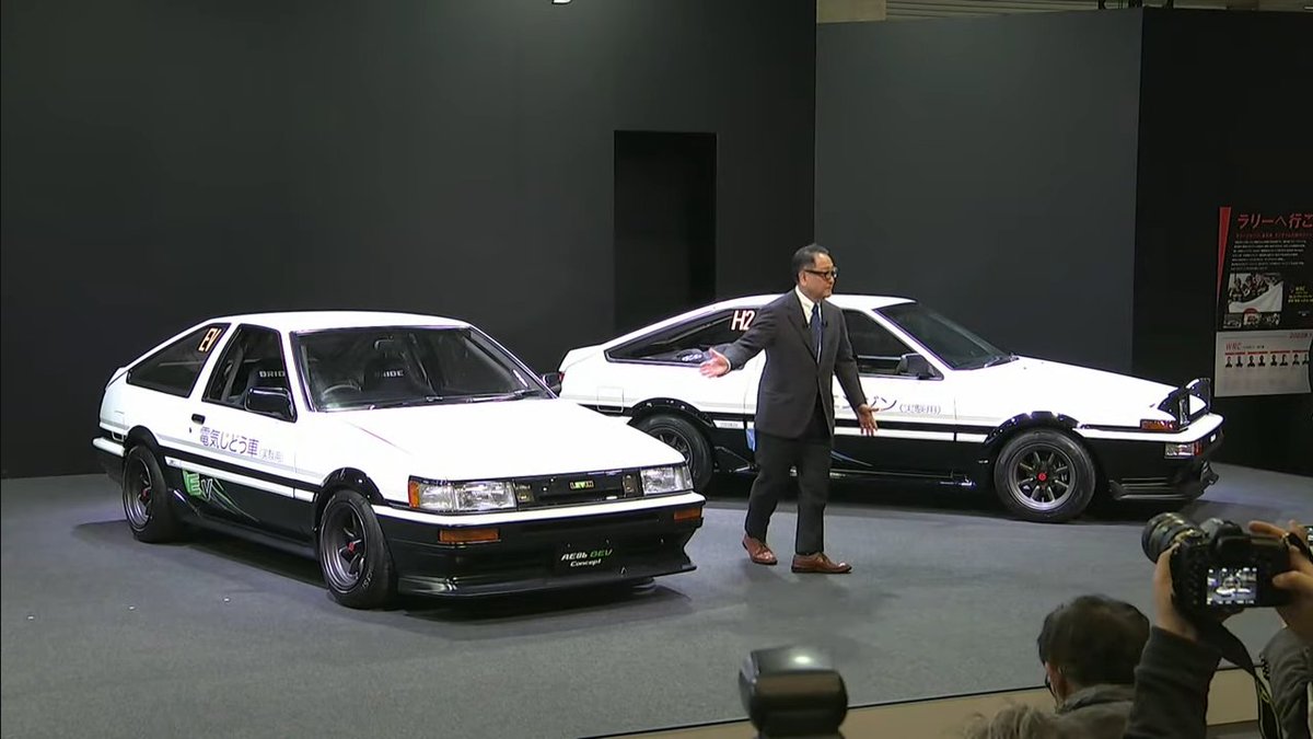 supergtworld's tweet image. Toyota unveils special EV and Hydrogen versions of the legendary AE86 Corolla Levin and Sprinter Trueno.

#TAS2023