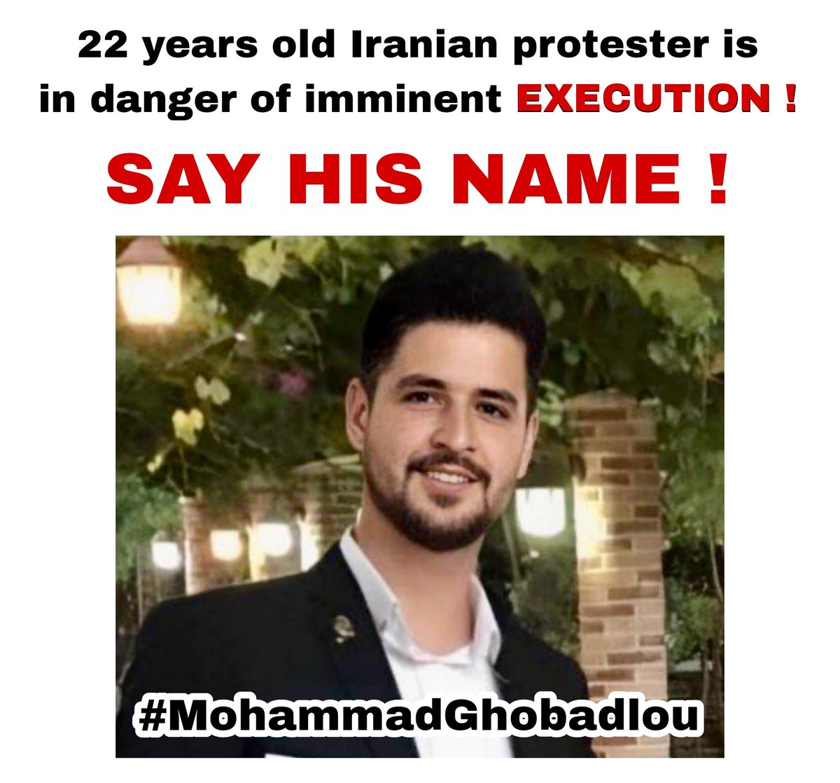 Arahabaki_13's tweet photo. Please keep talking about #MohammadGhobadlou. 
His political sponsors are concerned about his well-being. 
We don't know where and when the bloodthirsty Islamic Republic regime might want to execute him.
Be His Voice!
#StopExecutionsInIran 
#IRGCterrorists 
@CNN @CBC https://t.co/o3XLlz4RJq