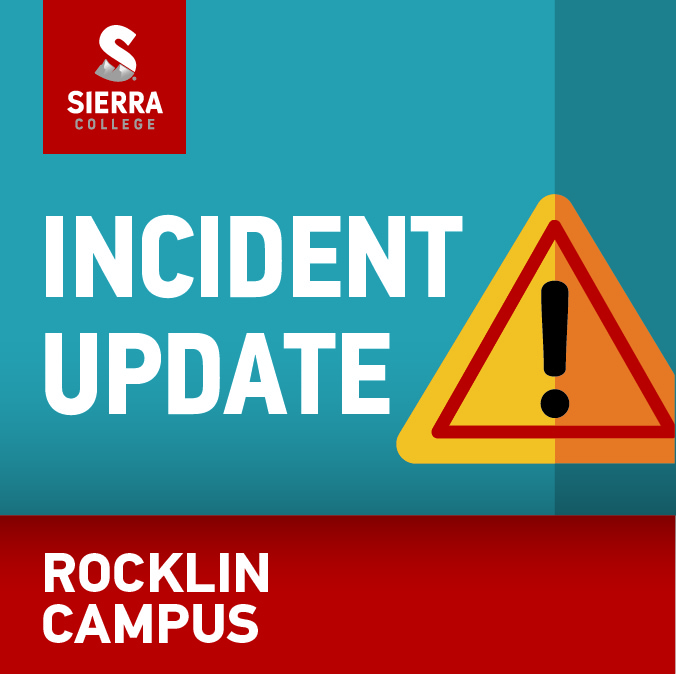 Access to services on the Rocklin campus on Fri. Jan. 13 will be limited due to a downed electrical line and pole on Sierra College Blvd.  Employees should coordinate remote work w/ their managers if possible for their normal schedule. We expect power to be restored by Tuesday.