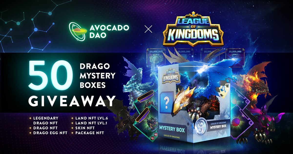 Avocado DAO🥑 (@avocadoguild) on Twitter photo The dragons have joined <a href="/LeagueKingdoms/">League of Kingdoms Arena</a> to add some heat to the fight!🔥
Enter our giveaway with <a href="/LeagueKingdoms/">League of Kingdoms Arena</a> and bring home a Drago mystery box including various prizes worth up to ~$4000!🎁
gleam.io/competitions/v…
More info:
medium.com/league-of-king… The dragons have joined <a href="/LeagueKingdoms/">League of Kingdoms Arena</a> to add some heat to the fight!🔥
Enter our giveaway with <a href="/LeagueKingdoms/">League of Kingdoms Arena</a> and bring home a Drago mystery box including various prizes worth up to ~$4000!🎁
gleam.io/competitions/v…
More info:
medium.com/league-of-king…