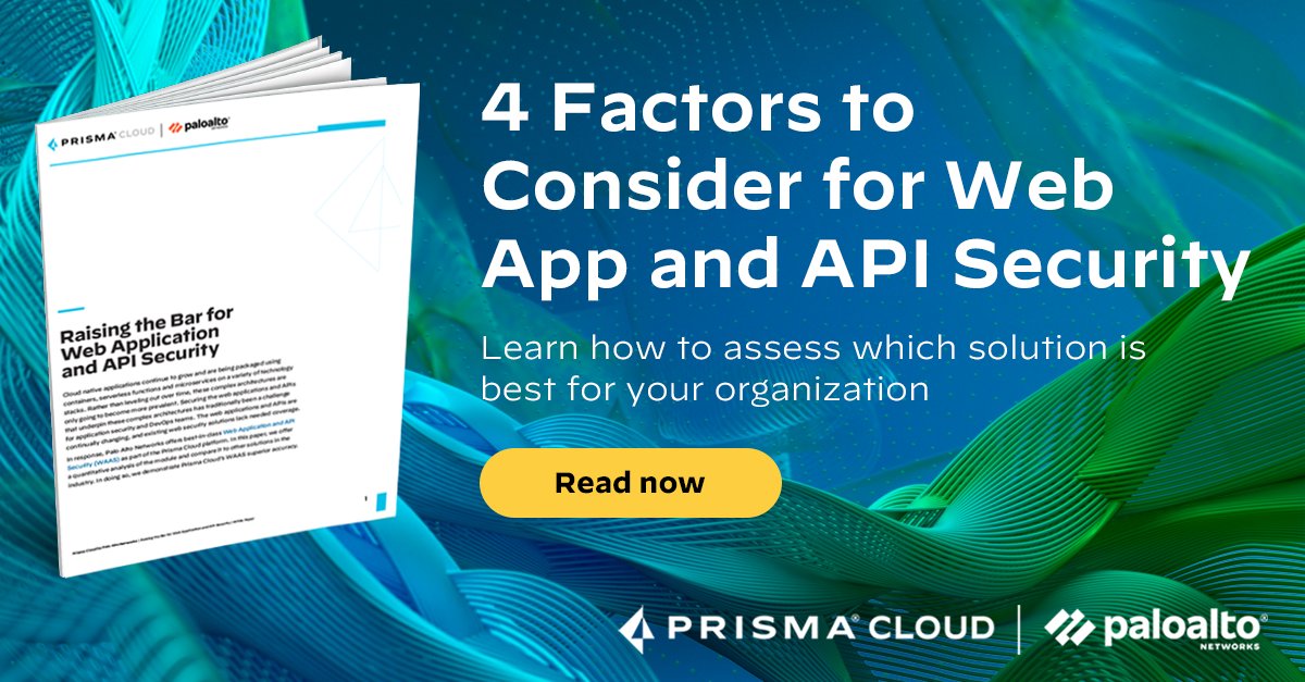 prisma_cloud's tweet image. Not all #workloadsecurity platforms offer the same level of #webapp and #API protection! 🚨 Explore the top 4 factors for assessing which solution is best for your organization: bit.ly/3GF7nqP