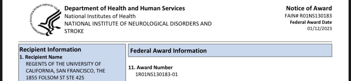WOOHOO!!! What a great way to start the new year! First R01!!!!!! Eternally grateful to all my lab members, mentors, collaborators, and patients to make this happen! #R01 #surgeonscientist #Neurosurgery #nih #ninds #neuroscience #dbs #aDBS #parkinsonsdisease @NeurosurgUCSF @UCSF