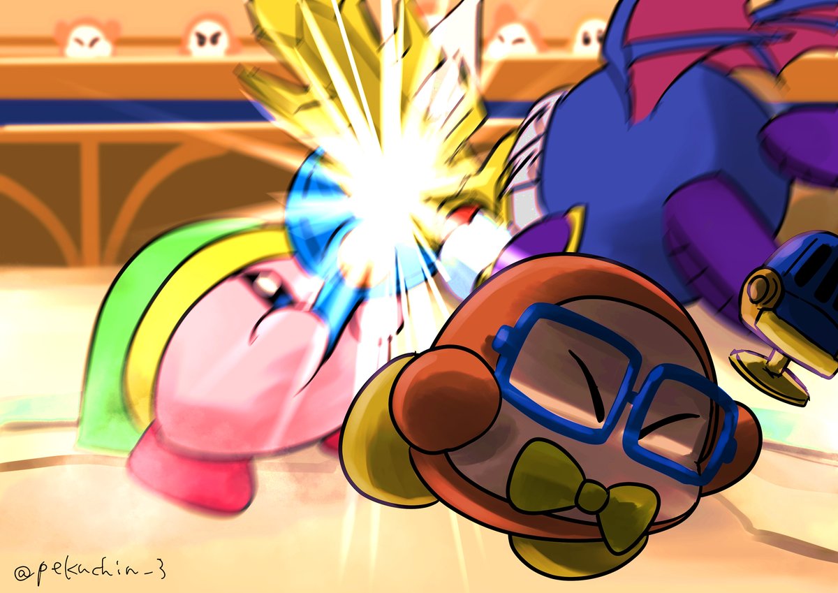 kirby ,meta knight bowtie bow twitter username glasses wings no humans closed eyes  illustration images