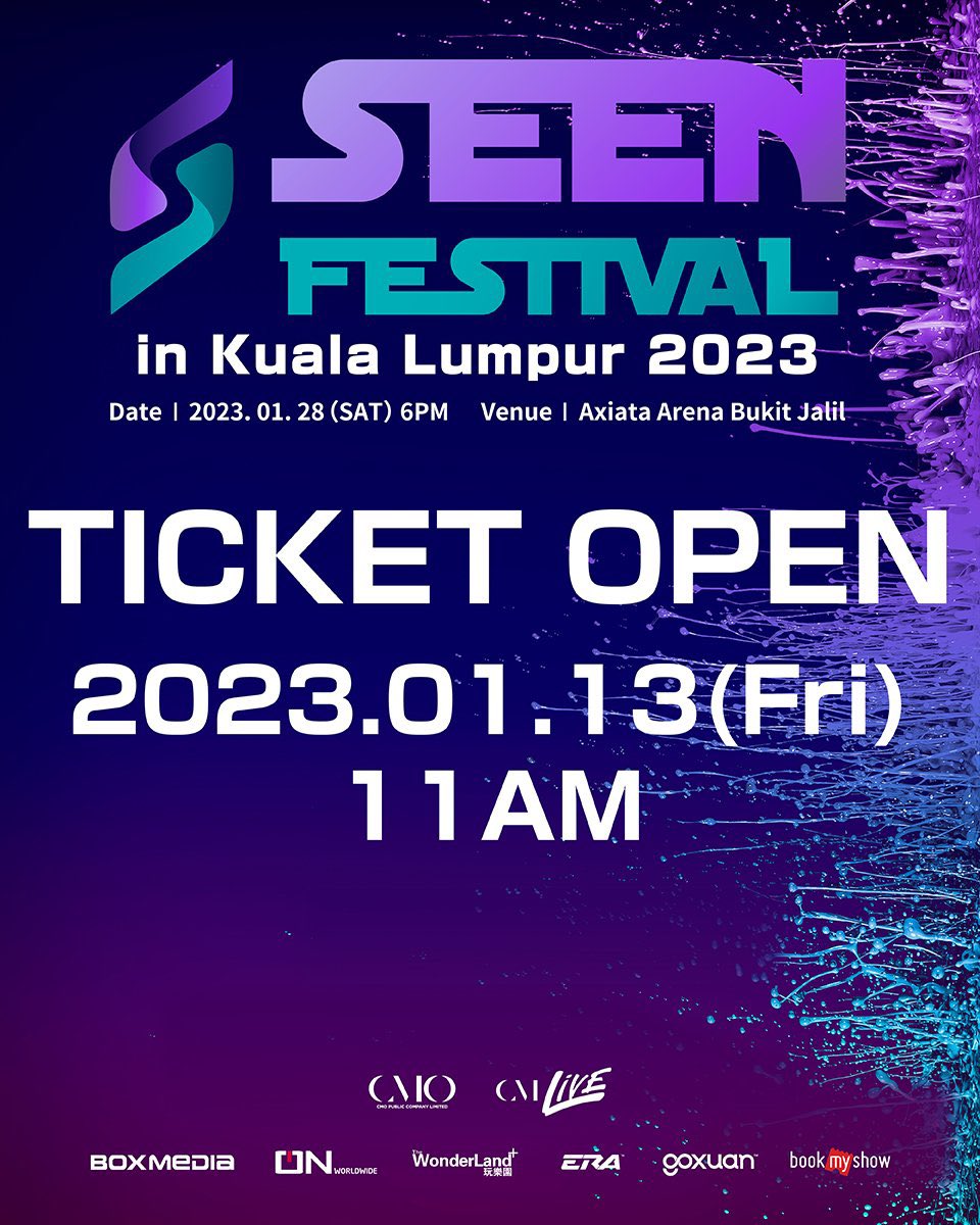 _hallyupop's tweet photo. SEEN FESTIVAL in Kuala Lumpur 2023

TICKET OPEN TODAY

📅13.1.2023 (FRIDAY) 
⏰11AM
🎟 SEEN ZONE L&amp;R RM788 (Free Standing), RM688, RM588, RM488, RM388 
🔗https://t.co/DXKgKuYeXI

#SeenFestivalinkL2023 #SEEN_FESTIVAL #NCT_DREAM #WayV #KARD #ALICE @seenfestival_MY @CMLiveThailand https://t.co/VTTvpwb6Pe