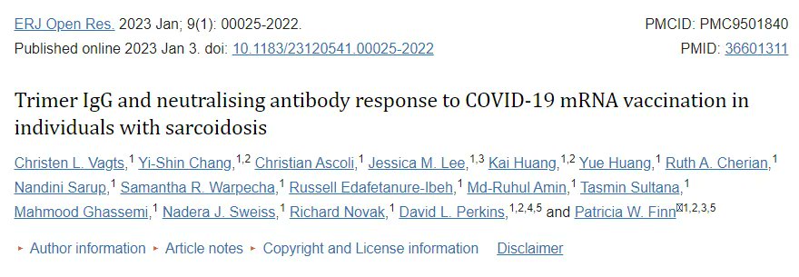 ATS_BSHSR's tweet photo. #Trimer #IgG and neutralising #antibody response to #COVID-19 #mRNA #vaccination in individuals with #sarcoidosis https://t.co/4DbHPBQwyT https://t.co/rgh1z5tNTf
