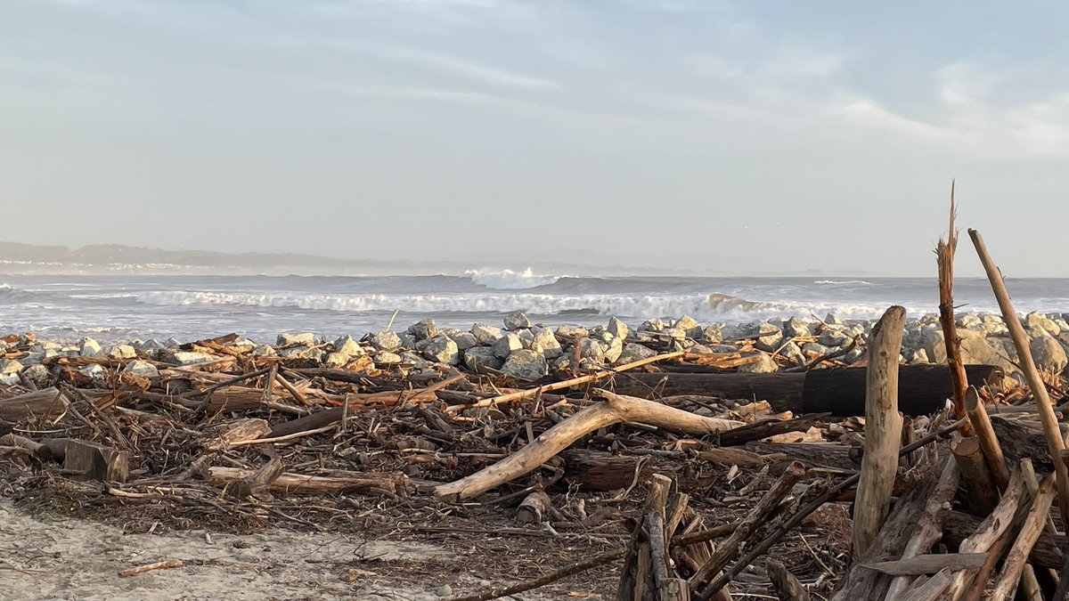 remariek's tweet photo. Capitola at Sunset 01/12/23 #capitola #BombCyclone #treesfordays https://t.co/JnUUegLmWM