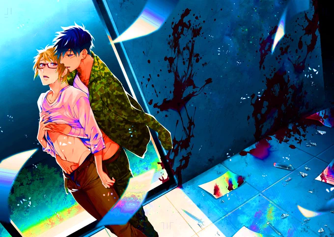 ギラッギラで目に宜しくないけどこれはこれで好きやな(n'ω') 背景が禍々しさ増しててすこ   #絵を彩度100にすると超派手