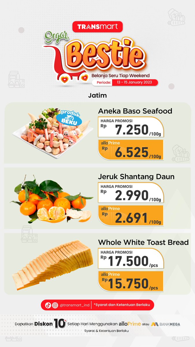 Nikmati promo terbaik Minggu ini 😍😍

#KeluargaTransmart yuk #KeTransmartAja banyak banget #promo terbaik Minggu ini lho... Yuk deh buruan ke #TransmartMalangBlimbing jangan lupa pakai #allobank untuk dapat tambahan diskon 10%nya 🤗🤗