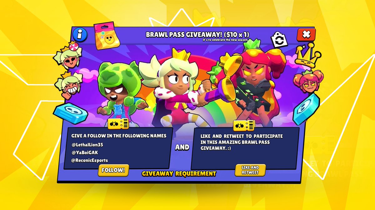 ReconicEsports's tweet photo. New year, new me. We're giving away a Brawl Pass to one lucky winner!

To Enter:
✅ Follow @ReconicEsports @LethalLion35 @YaBoiGAK 
❤️ Like
♻️ Retweet
👋 Tag 1 friend

Ends in a week! https://t.co/Zf19g1UA4K