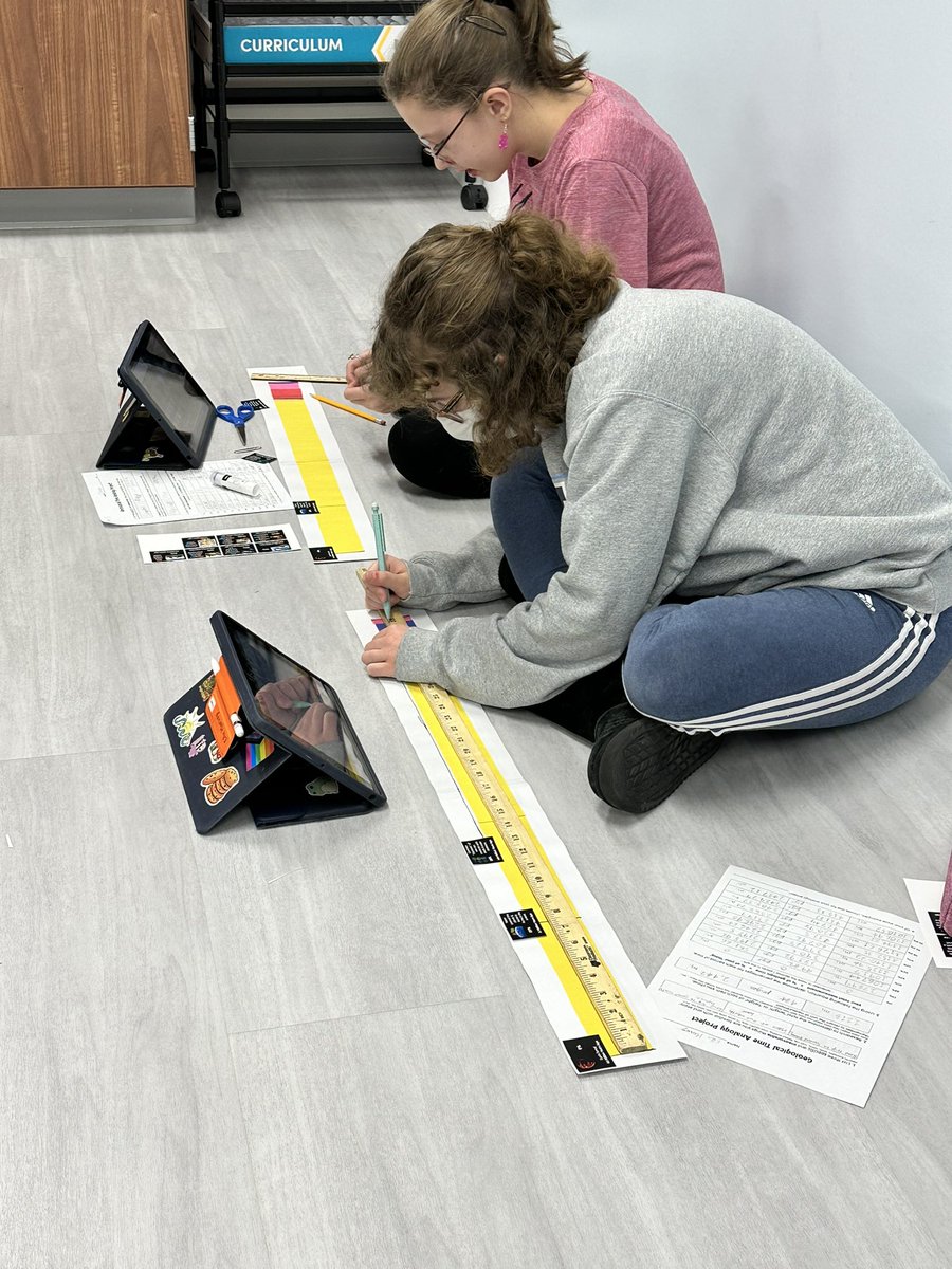 Mrs_Fritsch1's tweet photo. To grasp the enormity of geologic time, students created an analogy project where they chose something they are familiar with to compare it to! We’ve been making timelines & I can’t wait to see the final products! #ihavethebestkids #creativityintheclassroom #studentchoiceproject https://t.co/hJKmj1fDJd