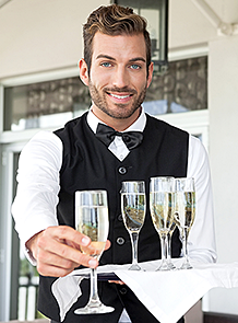 Salad course. And a cute waiter too.