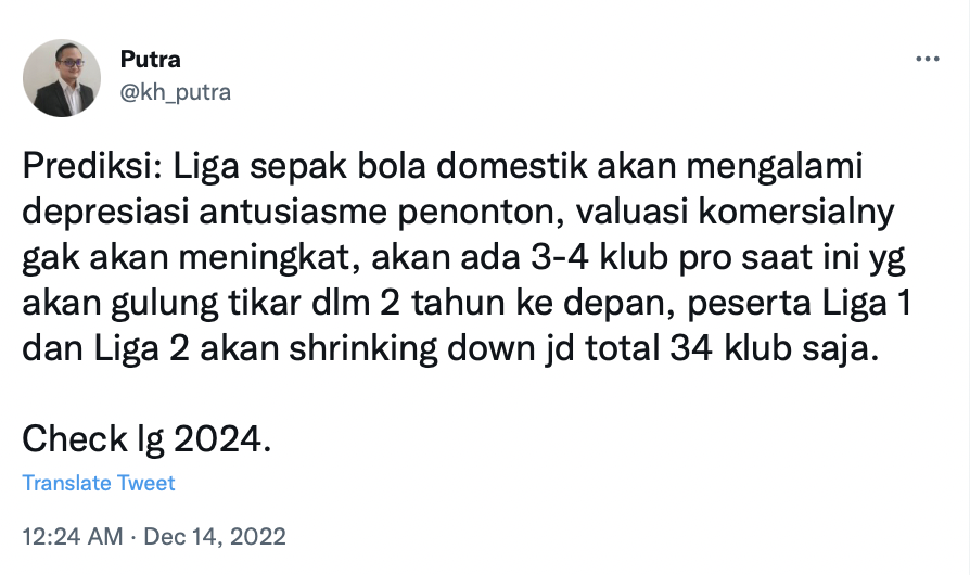 Kasus Liga 2 ini bikin prediksi <a href="/kh_putra/">Putra</a> sebulan lalu bakal kejadian meski mungkin BELUM semua poin tapi udah mengarah kesana 😬