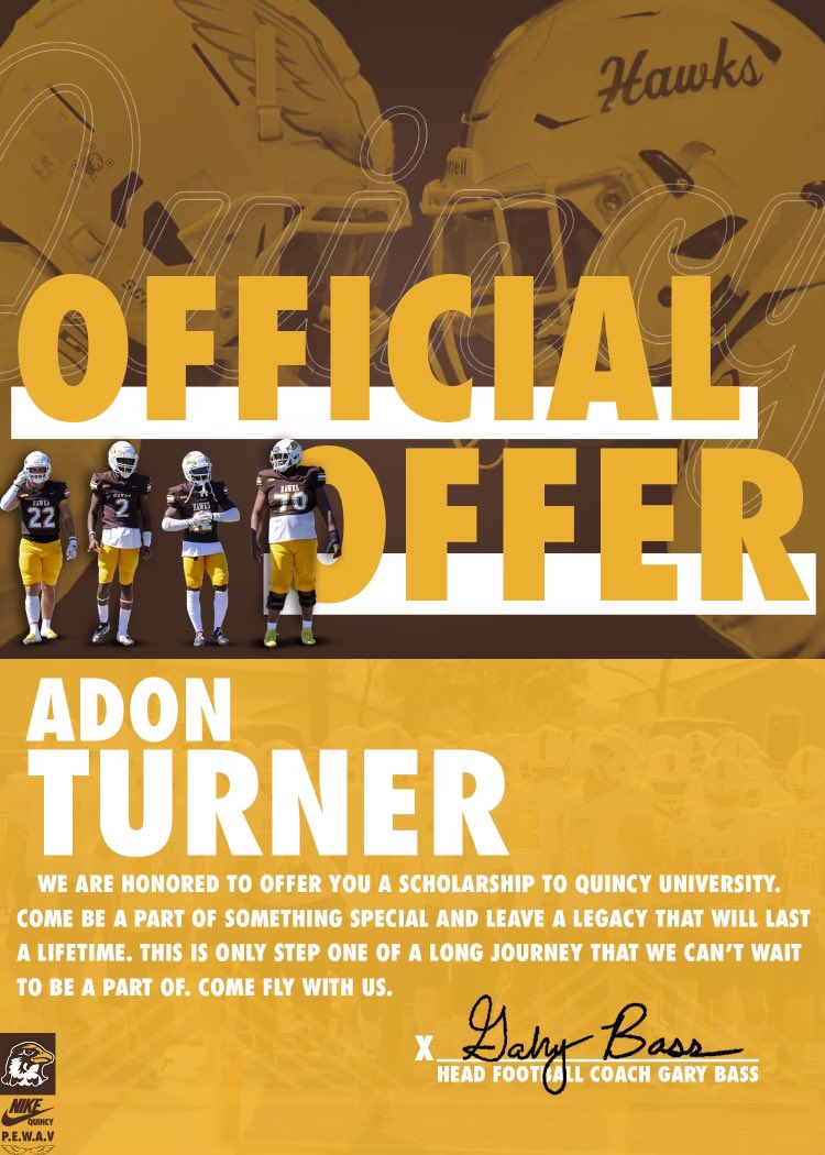 After a great conversation with <a href="/CoachJSalazar/">Coach Jesse Salazar</a> am honored to say I received a D2 offer to Quincy University. 
#SUPERBACKS