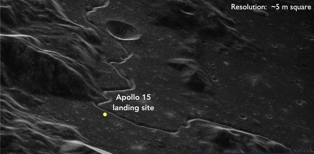 An upgrade test at the Green Bank Telescope yielded the highest-resolution radar views of the Moon ever taken from Earth, including a glorious panorama of the Apollo 15 landing site. greenbankobservatory.org/planetary-defe… #Moon #Apollo
