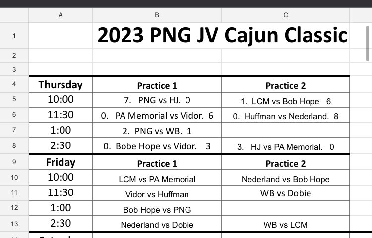 Cajun Classic JV results day 1 <a href="/PNGgirlssoccer/">PN-G girls soccer</a>