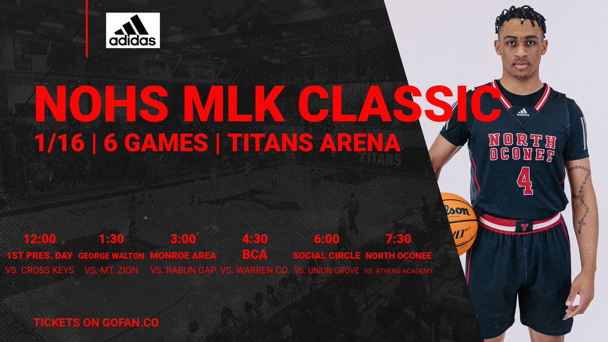 North Oconee Titans Basketball (@nohstitansbball) on Twitter photo Come out and support the North Oconee MLK Classic on Monday, Jan. 16th! <a href="/MonroeAreaHoops/">Monroe Area Boys’ Basketball</a> @SCCoachJack <a href="/NOHSTitansBball/">North Oconee Titans Basketball</a> <a href="/acad_basketball/">ᴀᴛʜᴇɴꜱ ᴀᴄᴀᴅᴇᴍʏ ʙᴏʏꜱ ʙᴀꜱᴋᴇᴛʙᴀʟʟ</a> @BasketballUghs <a href="/BCAHoops/">Bethlehem Christian Basketball</a> @RG_Eagles <a href="/walton_boys/">George Walton Academy Boys Basketball</a> <a href="/KyleSandy355/">Kyle Sandy</a> <a href="/RyneDennis/">Ryne Dennis</a> <a href="/Rafaa_Cruzz/">Rafael Cruz</a> <a href="/OconeeSports/">Oconee Enterprise Sports</a> <a href="/Titanupbig/">Michael Dowis</a> <a href="/NOHS_Titans/">NOHS_Titans</a> <a href="/cat_colquitt/">Catherine Colquitt</a> Come out and support the North Oconee MLK Classic on Monday, Jan. 16th! <a href="/MonroeAreaHoops/">Monroe Area Boys’ Basketball</a> @SCCoachJack <a href="/NOHSTitansBball/">North Oconee Titans Basketball</a> <a href="/acad_basketball/">ᴀᴛʜᴇɴꜱ ᴀᴄᴀᴅᴇᴍʏ ʙᴏʏꜱ ʙᴀꜱᴋᴇᴛʙᴀʟʟ</a> @BasketballUghs <a href="/BCAHoops/">Bethlehem Christian Basketball</a> @RG_Eagles <a href="/walton_boys/">George Walton Academy Boys Basketball</a> <a href="/KyleSandy355/">Kyle Sandy</a> <a href="/RyneDennis/">Ryne Dennis</a> <a href="/Rafaa_Cruzz/">Rafael Cruz</a> <a href="/OconeeSports/">Oconee Enterprise Sports</a> <a href="/Titanupbig/">Michael Dowis</a> <a href="/NOHS_Titans/">NOHS_Titans</a> <a href="/cat_colquitt/">Catherine Colquitt</a>