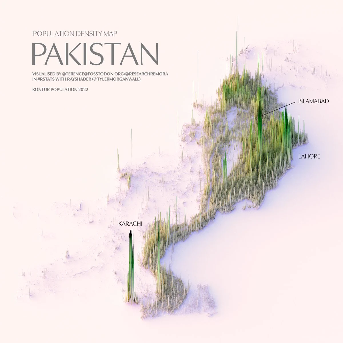 A population density map of Pakistan