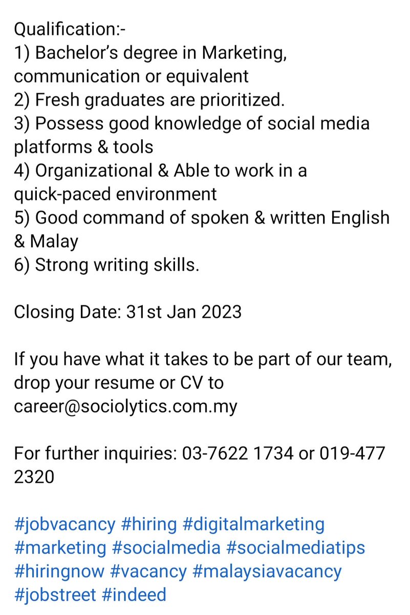 sociolyticsmy's tweet photo. Ensure content is consistent with The Client's voice, style, and tone. Review existing content (proofreading and editing).

Added skills:-
1) Presentation
2) Deck preparation
3) Analytical https://t.co/sGkjJ8AIuk