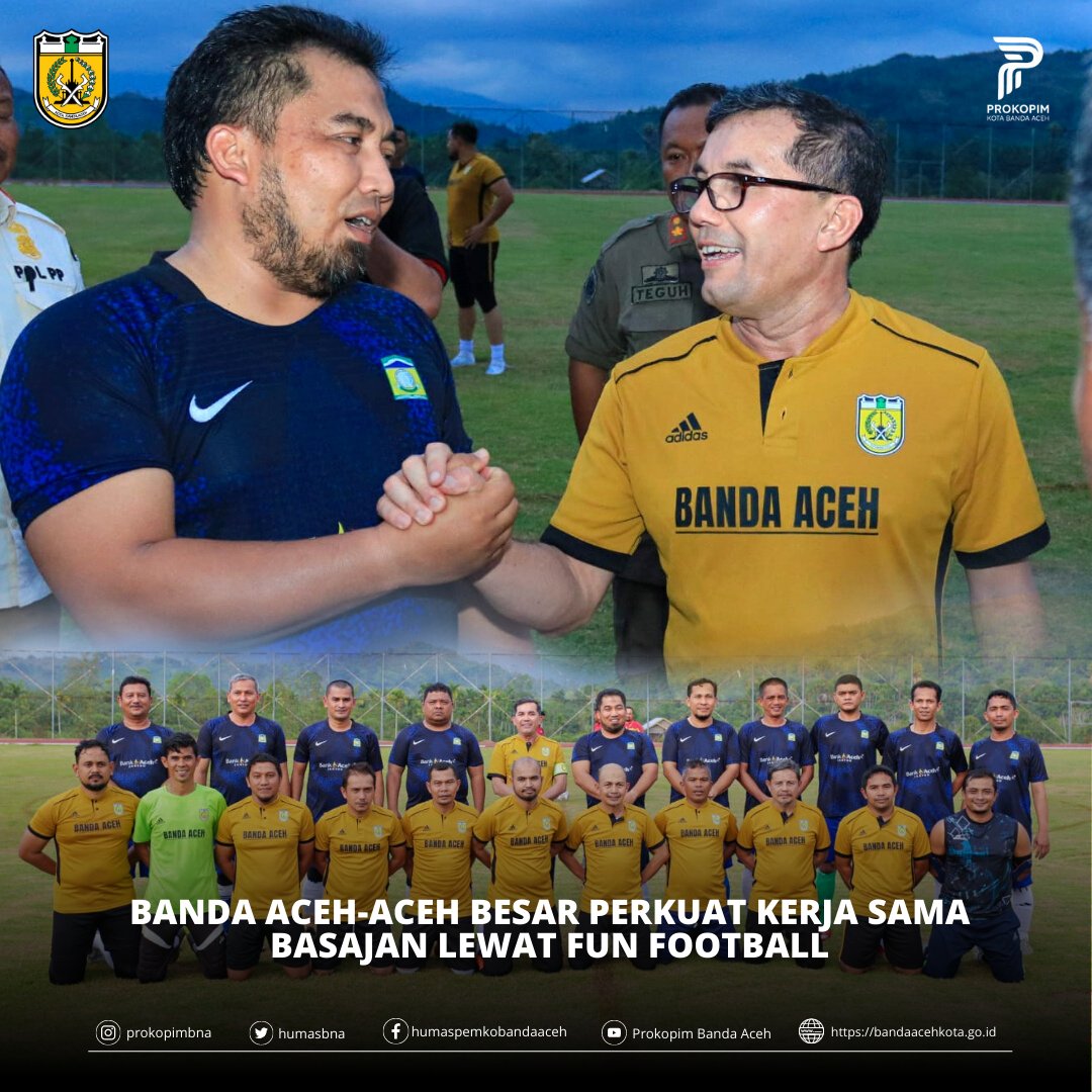 Laga bertajuk merawat silaturahmi antara Pemko Banda Aceh dan Pemkab Besar digelar di Stadion Komplek Jantho Sport City, Rabu (11/1/2023).
 
bandaacehkota.go.id/berita/35241/b…