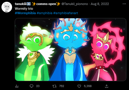 krisdreemrr's tweet photo. remember when the owl house and amphibia fandom went insane for like 2 days and started drawing everyone as worms and then it spread everywhere because i do #wormphibia #thewormhouse https://t.co/aGP1mAJN2V