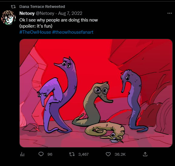 krisdreemrr's tweet photo. remember when the owl house and amphibia fandom went insane for like 2 days and started drawing everyone as worms and then it spread everywhere because i do #wormphibia #thewormhouse https://t.co/aGP1mAJN2V