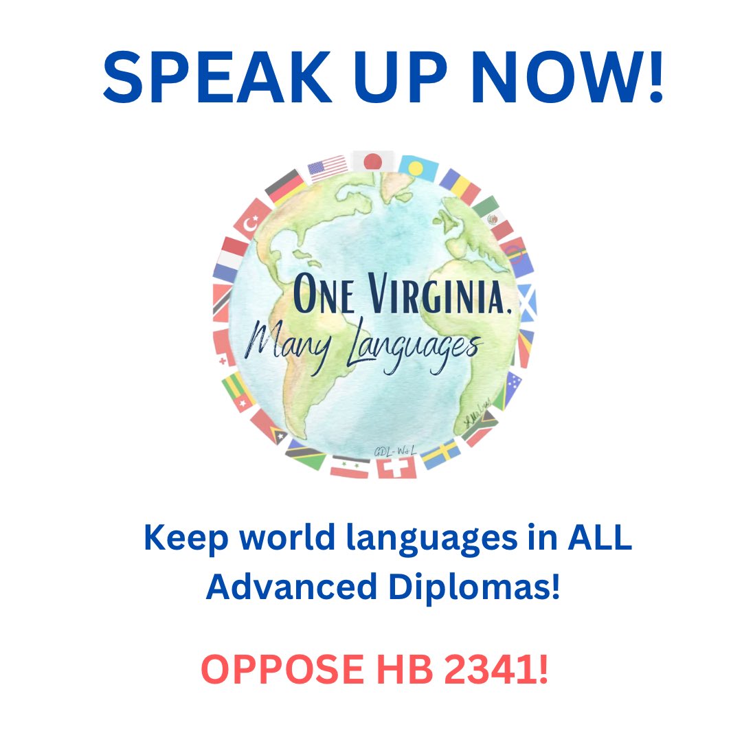 AdvocacyFlava's tweet photo. Virginians! Write and call your legislators now! #supportWorldLanguages #opposeHB2341 https://t.co/xpOJq4gW8g