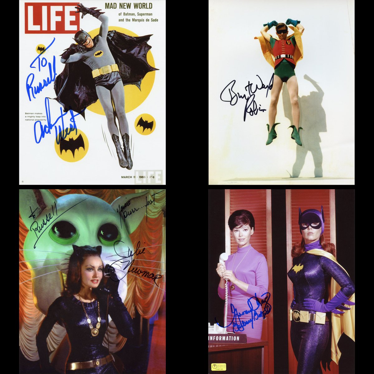 January 12, 1966 - 'Batman' premiered on the abc Television Network. The show was an immediate ratings hit. 🗯 * 8 x 10 ‘Batman’ photos signed by Adam West, Burt Ward, Julie Newmar and Yvonne Craig are from my collection. 💥 #Batman #AdamWest #Batman1966 #60sTV