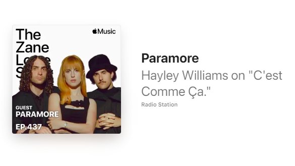 Watch the full interview of Hayley at The Zane Lowe Show <a href="/AppleMusic/">Apple Music</a> - apple.co/Zane