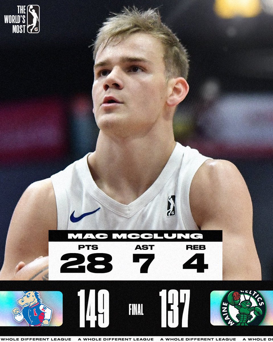 nbagleague's tweet photo. 💥 FINAL SCORE THREAD 💥

Mac McClung, Jaden Springer &amp; Julian Champagnie combined for 7️⃣7️⃣ points to lead the @blue_coats over the previously undefeated Celtics! Delaware had 7 players with 12+ points &amp; shot 60.8% FG.

🌟 Springer: 28 PTS, 11/15 FG
🌟 Champagnie: 21 PTS, 8/16 FG https://t.co/brM3XsL3bZ