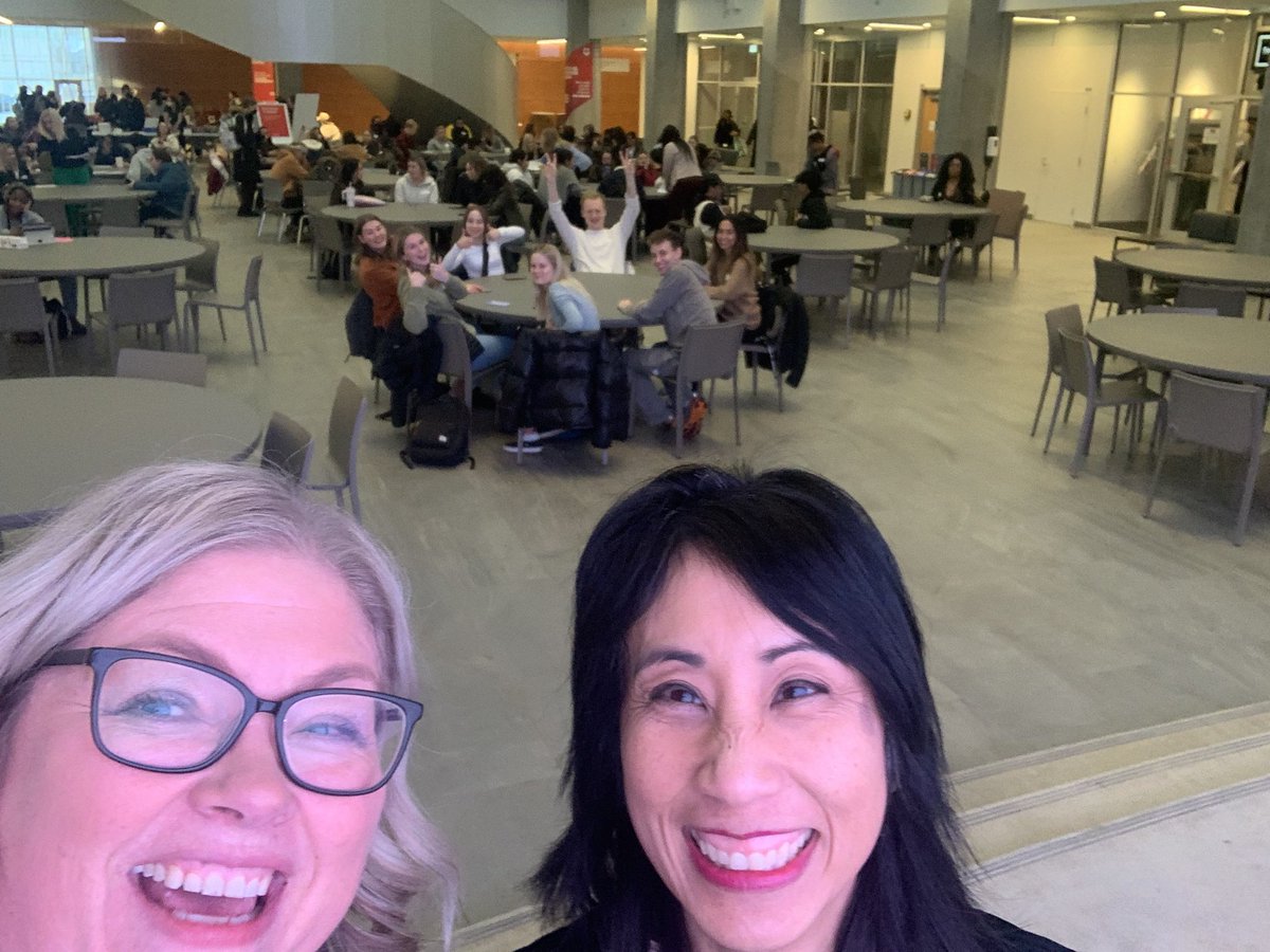 BevSuntjens's tweet photo. Our Atrium @NorQuest  today was full of Faculty of Health Studies students meeting, enjoying pizza, and learning about the roles on the health care team represented by our fifteen programs.  It was a great interprofessional education event to kick off Winter term! #IPE https://t.co/zMTHW725RP