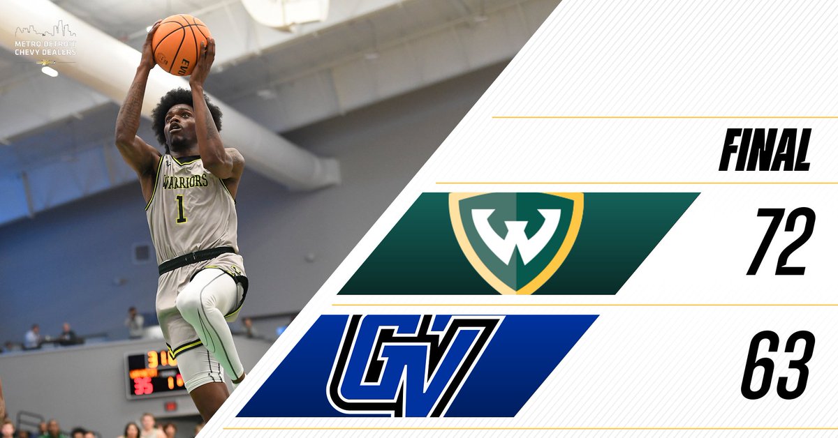 #WarriorMBB:  Wayne State wins in Allendale behind career-highs from Antonio Marshall (24) and Carmelo Harris (21).
