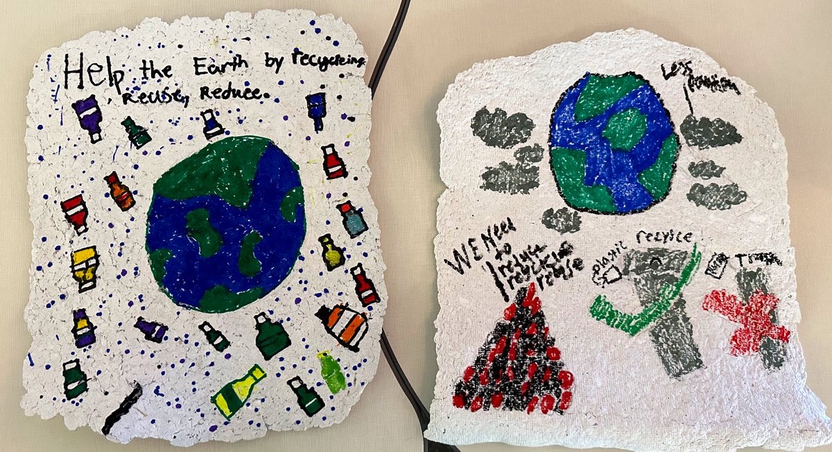 Students recycling paper from the shredder to create posters to advocate for conservation! #YoungConservationist