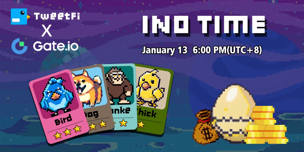 📢  New mint hosted by <a href="/Tweetfi_BSC/">TweetFi | Tweet to Earn</a> just dropped ! 📢
⏰ 6pm, 13 Jan (UTC + 8)

This collection contains 100 NFTs. If you tweet with #tweetfi, a web 3 social networking service, you can earn in-game tokens! 🌟

🔗 gate.io/nft/collection…