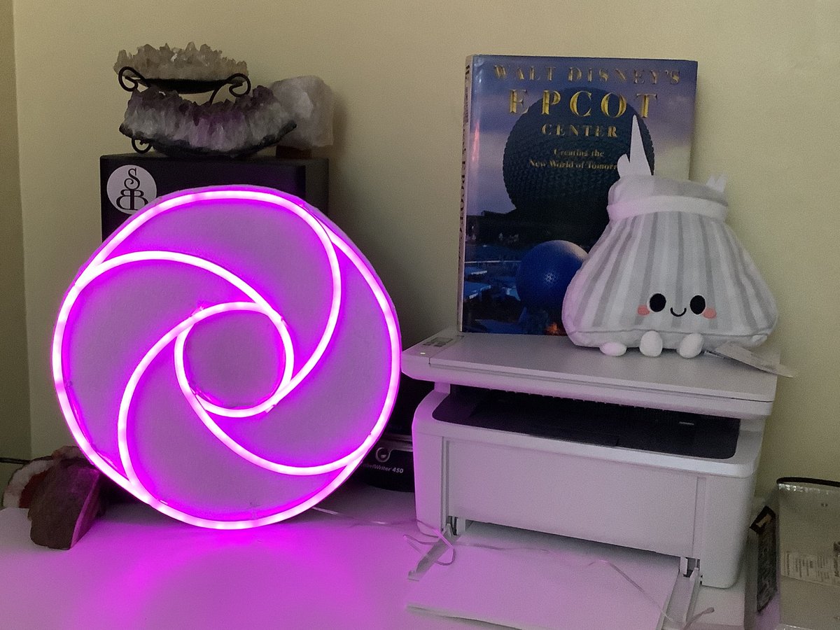 QueendomOfBee's tweet photo. I made the Imagination logo out of four LED alien heads that I got for dirt cheap. It doesn’t look so spotty in person. https://t.co/Q6iDAHHzTx