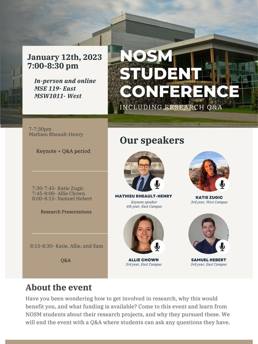 Samuel Hebert (@samuel__hebert) on Twitter photo A big thanks to all those who came to <a href="/thenosm/">NOSM University | UniversitĂ© EMNO</a>âs Evidence Based Medicine Interest Groupâs first student conference! <a href="/allie_chown/">Allie Chown</a>, <a href="/katiezugic/">Katie Zugic (she/her)</a>, and Mathieu Rheault-Henri gave amazing presentations. Looking forward to the future of research at NOSMU! A big thanks to all those who came to <a href="/thenosm/">NOSM University | UniversitĂ© EMNO</a>âs Evidence Based Medicine Interest Groupâs first student conference! <a href="/allie_chown/">Allie Chown</a>, <a href="/katiezugic/">Katie Zugic (she/her)</a>, and Mathieu Rheault-Henri gave amazing presentations. Looking forward to the future of research at NOSMU!