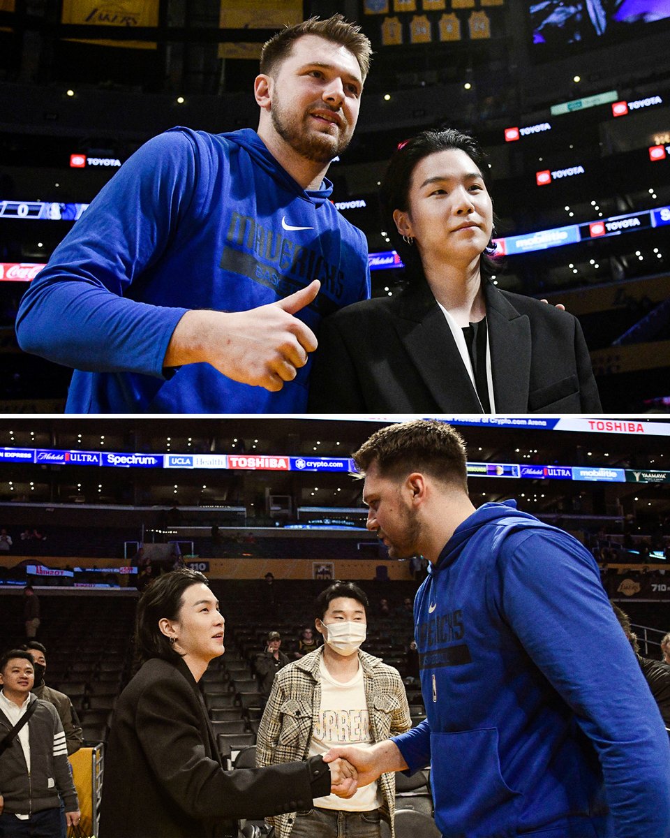 A Luka and SUGA link up in LA 🤝 @luka7doncic | @bts_bighit