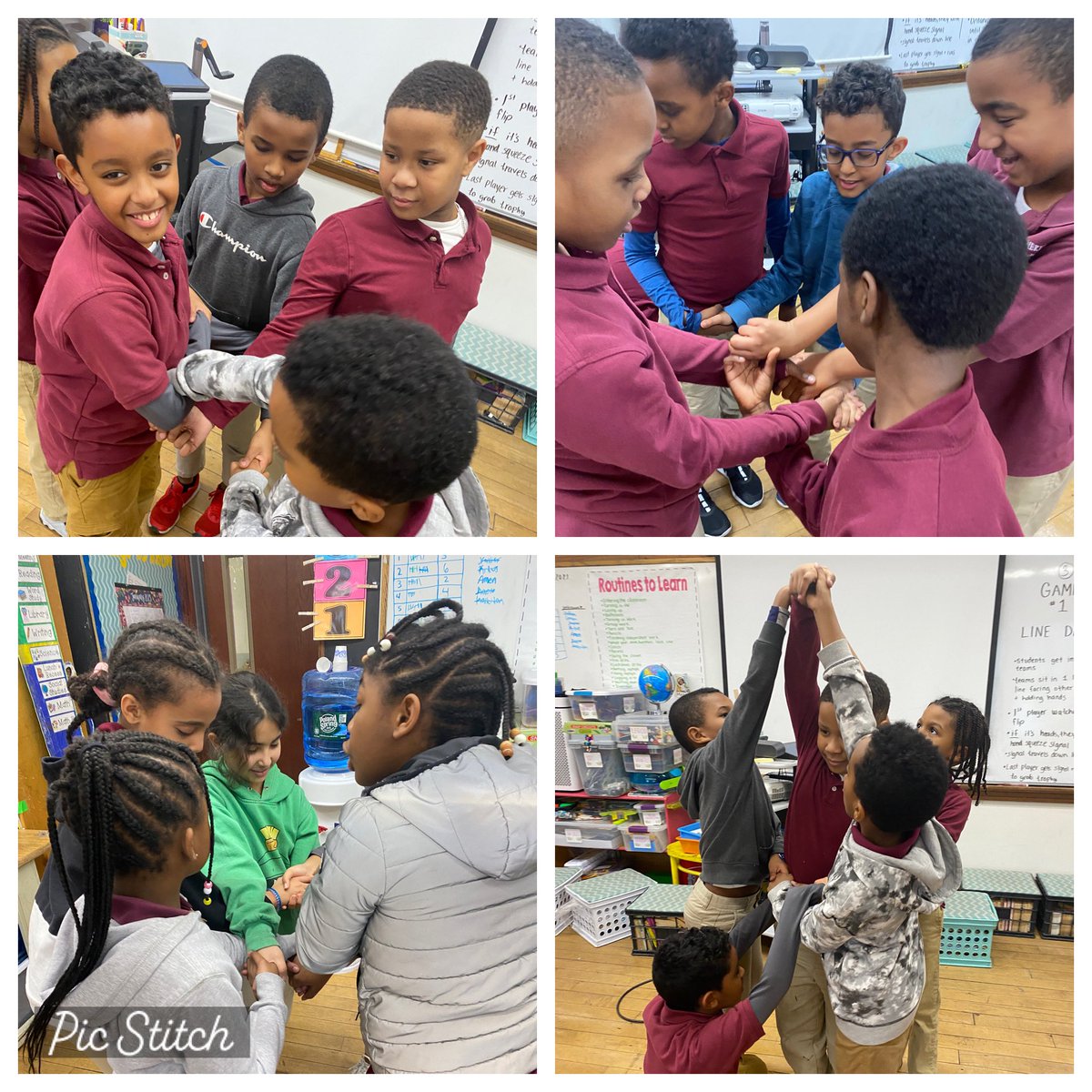Team building games like the human knot are a fun indoor recess choice when that New England winter weather keeps us inside! @bbcps