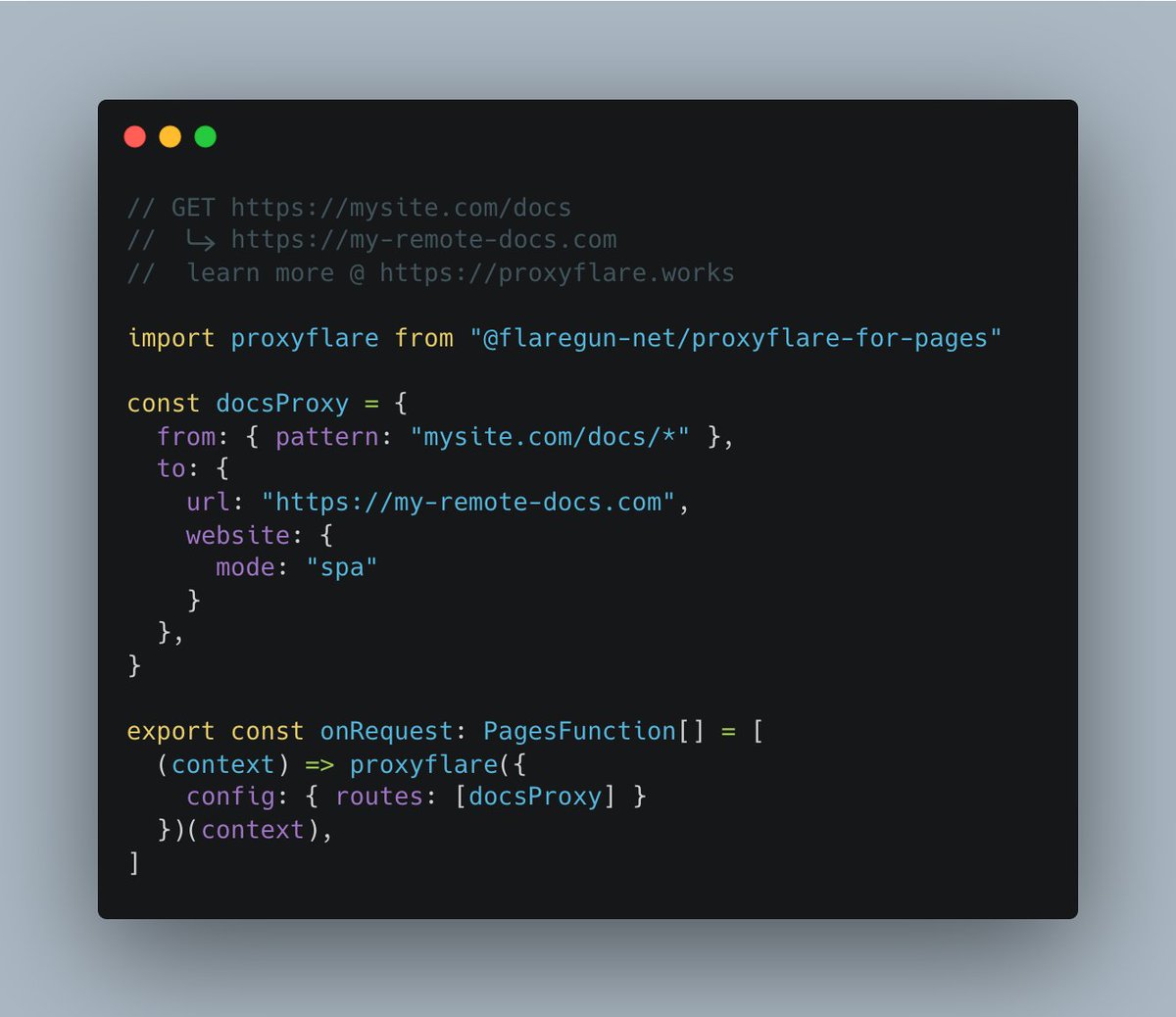 flaregun_net's tweet image. Neat things Proxyflare can do on your Cloudflare Pages domain

→ Mount content-rich websites on a subpath of your apex domain

#cloudflare #workers #cloudflarepages #nginx #reverseproxy