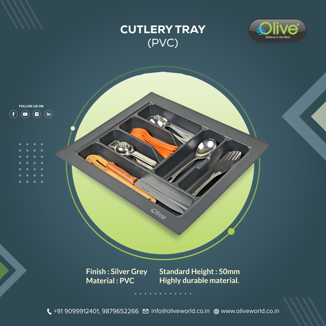 HardwareSamachr's tweet photo. Keep your cutlery organized and ready to use with this stylish and durable @OLIVESURAT PVC Cutlery Tray!
#Olive #OliveIndia #OliveWorld #OliveSurat #CutleryTray #SmartStorageSolution #CutleryTrayManufacturers #KitchenAccessoriesManufacturer https://t.co/Nlcgy2x2KE